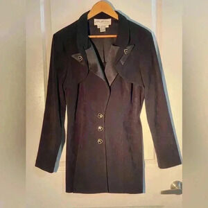 LORI WEIDNER VINTAGE Cocktail Tuxedo Style Blazer  Gold Buttons Size 10
